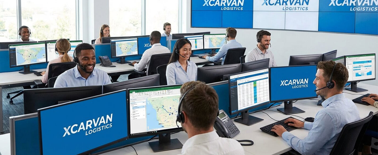 Customer support team assisting with freight shipping questions